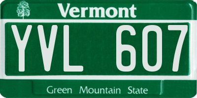VT license plate YVL607