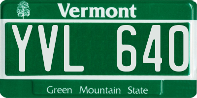 VT license plate YVL640