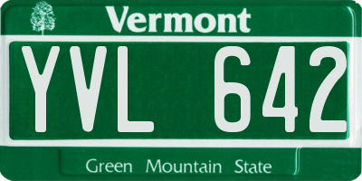 VT license plate YVL642