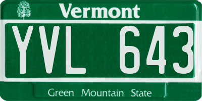 VT license plate YVL643