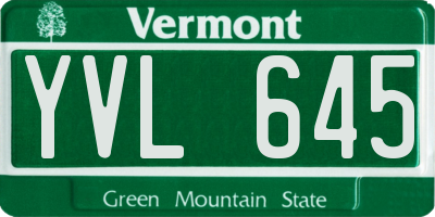 VT license plate YVL645
