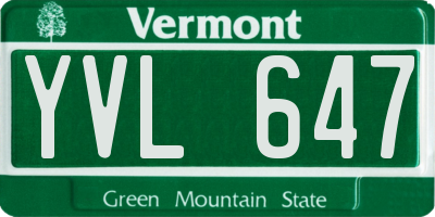 VT license plate YVL647