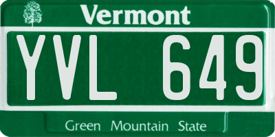 VT license plate YVL649