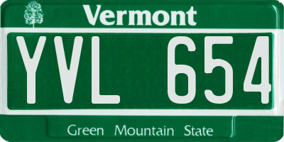 VT license plate YVL654