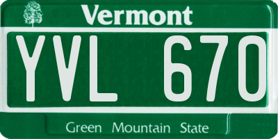 VT license plate YVL670