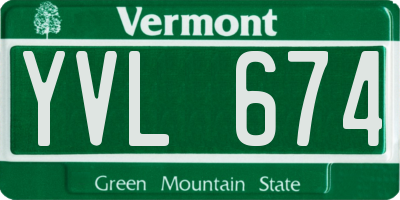 VT license plate YVL674