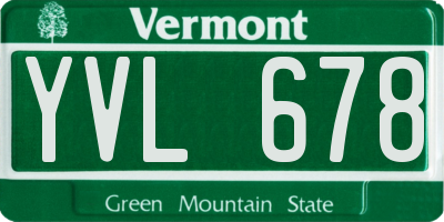 VT license plate YVL678