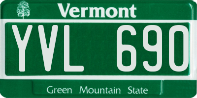 VT license plate YVL690