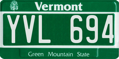 VT license plate YVL694