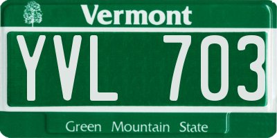 VT license plate YVL703