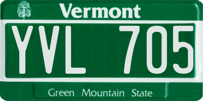 VT license plate YVL705
