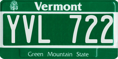 VT license plate YVL722