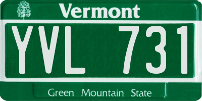 VT license plate YVL731
