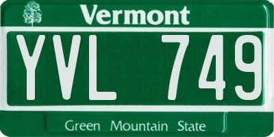 VT license plate YVL749