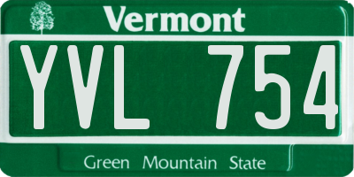 VT license plate YVL754