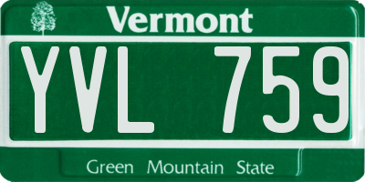 VT license plate YVL759