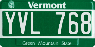 VT license plate YVL768