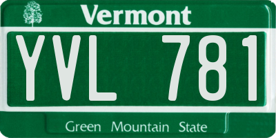 VT license plate YVL781