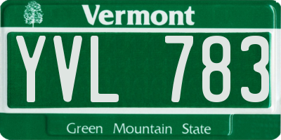 VT license plate YVL783