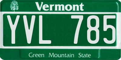 VT license plate YVL785