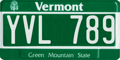 VT license plate YVL789