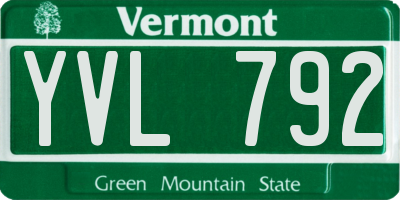 VT license plate YVL792