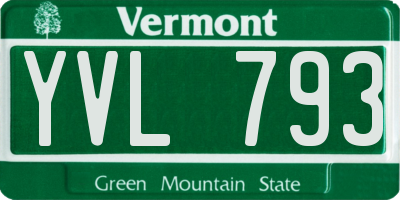 VT license plate YVL793