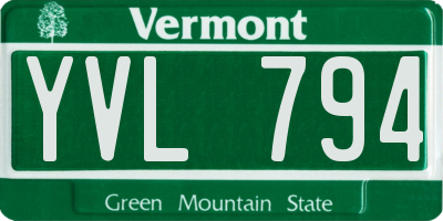 VT license plate YVL794