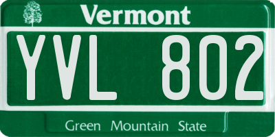 VT license plate YVL802
