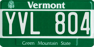 VT license plate YVL804