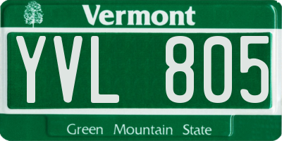 VT license plate YVL805
