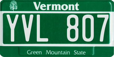 VT license plate YVL807