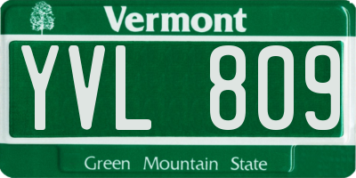 VT license plate YVL809