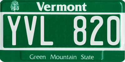 VT license plate YVL820