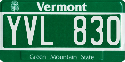 VT license plate YVL830