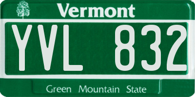 VT license plate YVL832