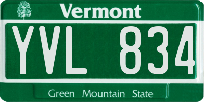VT license plate YVL834