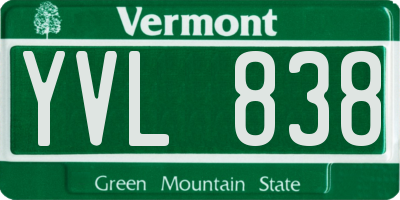 VT license plate YVL838