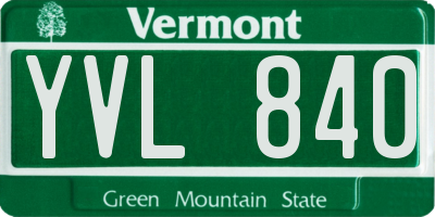 VT license plate YVL840