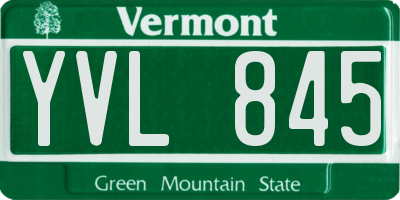 VT license plate YVL845