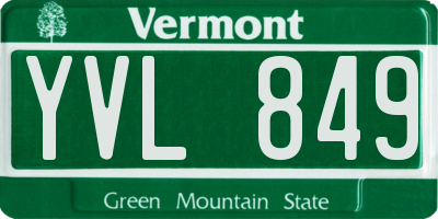 VT license plate YVL849
