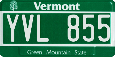 VT license plate YVL855