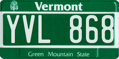 VT license plate YVL868