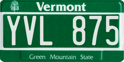 VT license plate YVL875