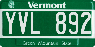 VT license plate YVL892