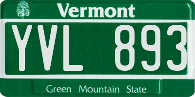 VT license plate YVL893