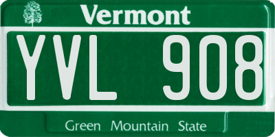 VT license plate YVL908