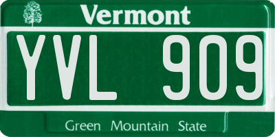VT license plate YVL909