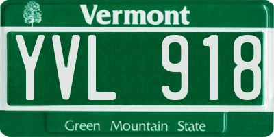 VT license plate YVL918