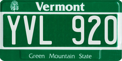 VT license plate YVL920